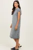 Grey Striped Knit Button Detail Midi Dress sold by Pinkblush