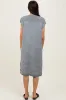 Grey Striped Knit Button Detail Midi Dress sold by Pinkblush