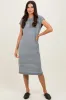 Grey Striped Knit Button Detail Midi Dress sold by Pinkblush