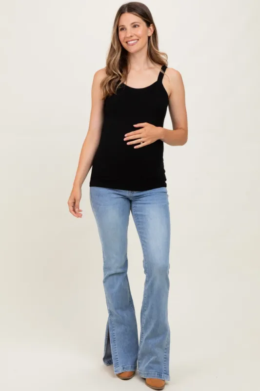 Light Blue Split Flare Bootcut Maternity Jeans sold by Pinkblush
