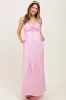 Light Pink Gathered Front Tie Maternity Maxi Dress sold by Pinkblush