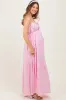 Light Pink Gathered Front Tie Maternity Maxi Dress sold by Pinkblush