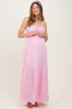 Light Pink Gathered Front Tie Maternity Maxi Dress sold by Pinkblush