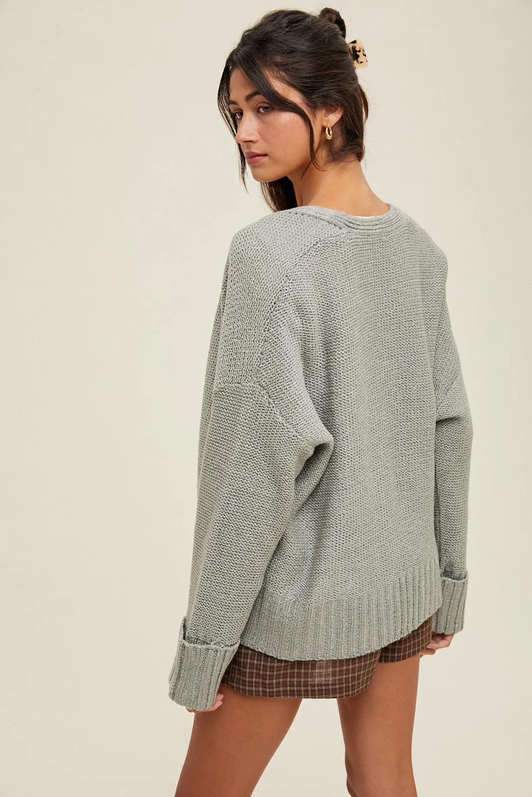 Light Olive Contrast Knit Open Cardigan sold by Pinkblush product image thumbnail 3