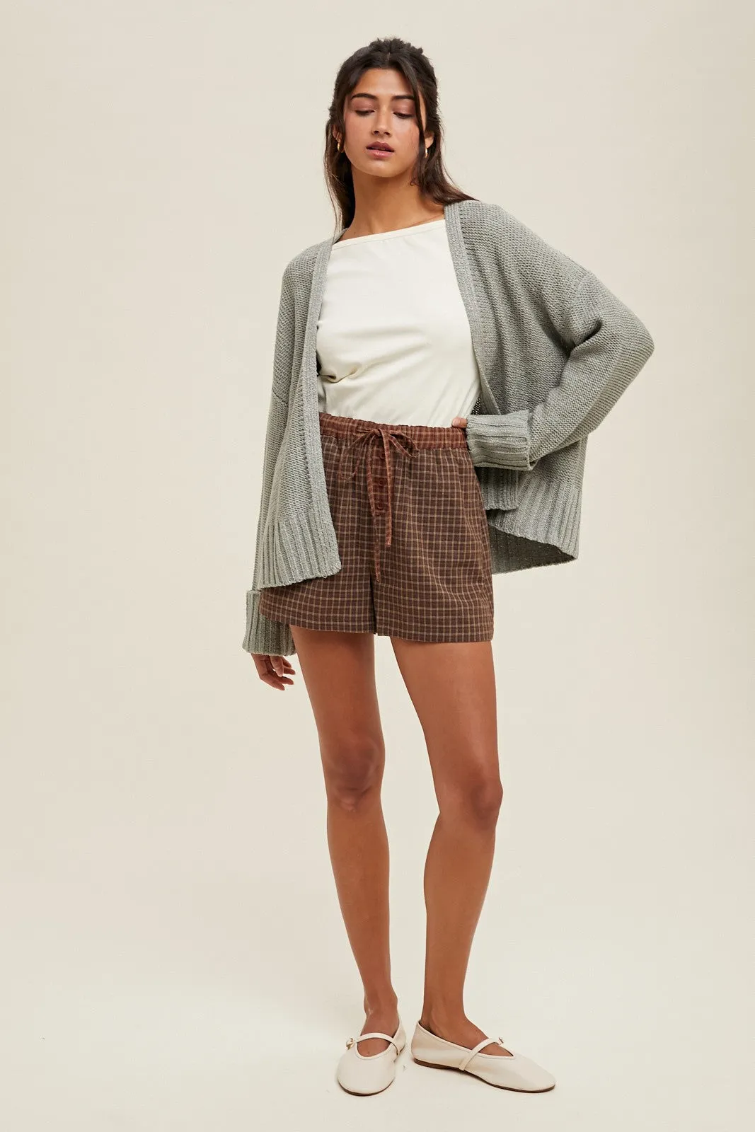 Light Olive Contrast Knit Open Cardigan sold by Pinkblush product image thumbnail 4