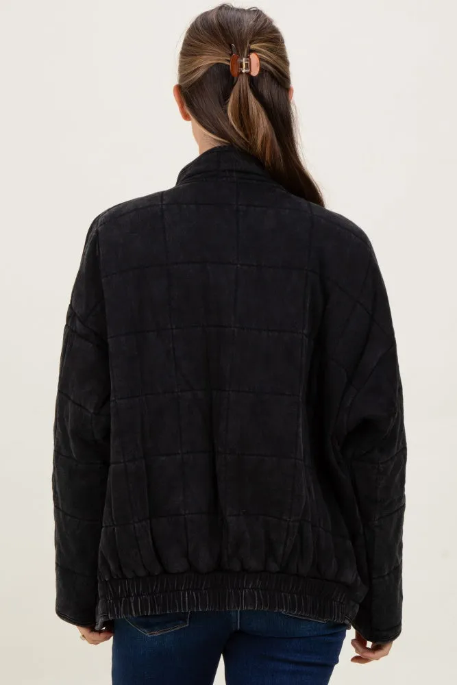 Black Quilted Oversized Maternity Jacket sold by Pinkblush product image thumbnail 4
