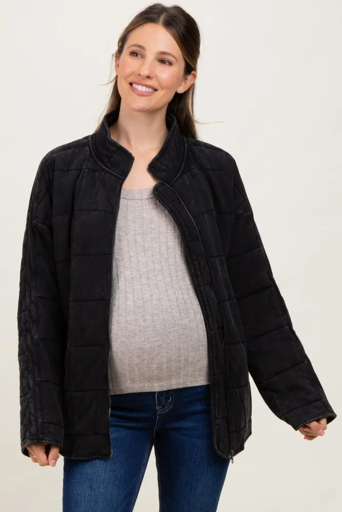 Black Quilted Oversized Maternity Jacket sold by Pinkblush