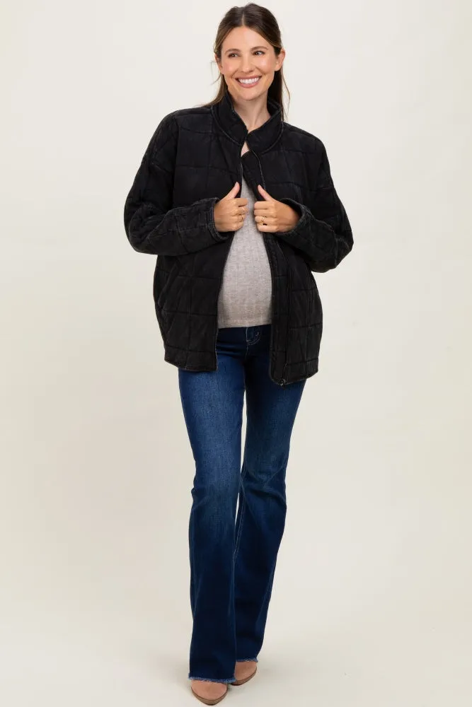 Black Quilted Oversized Maternity Jacket sold by Pinkblush product image thumbnail 2