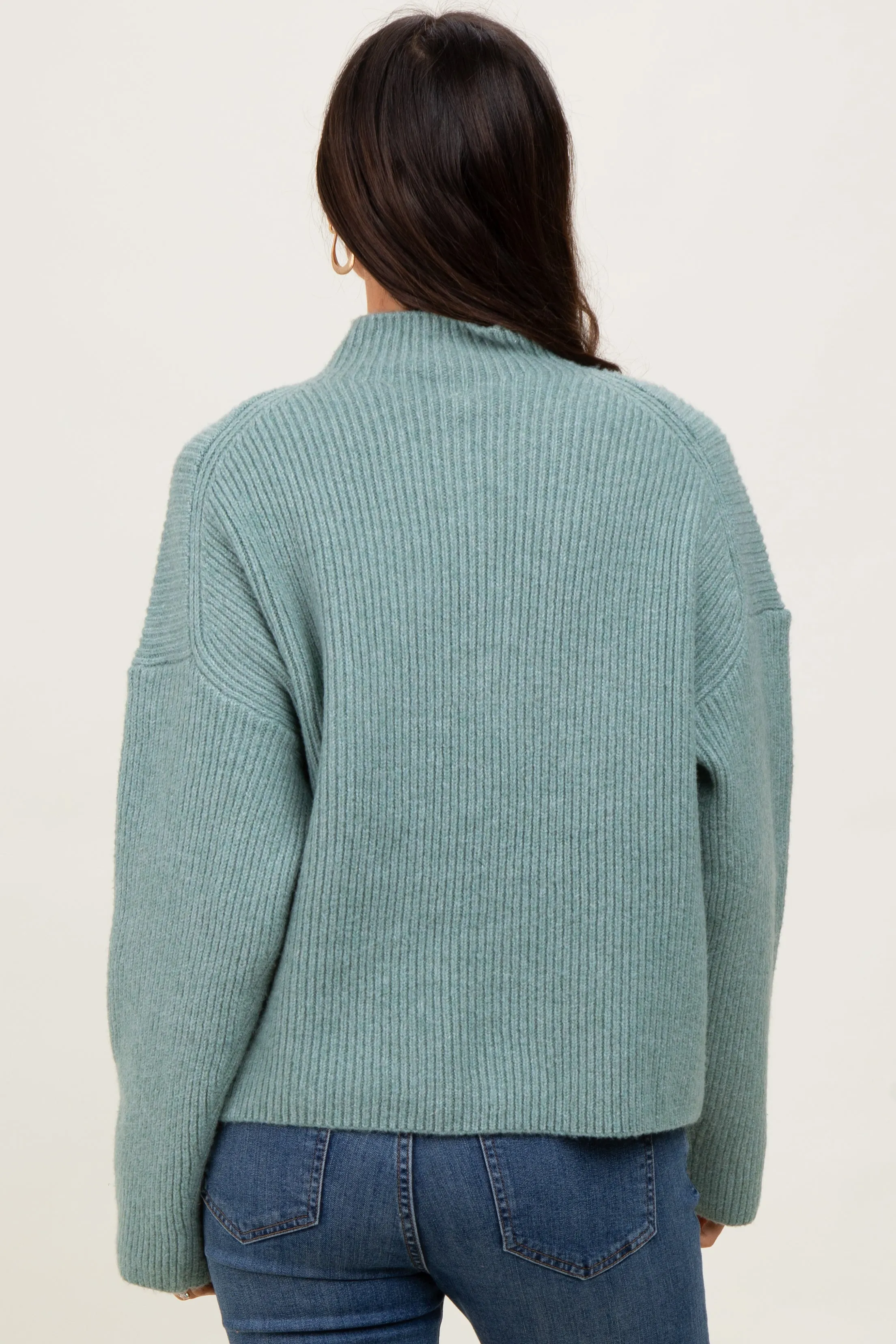 Sage High Neck Ribbed Knit Sweater sold by Pinkblush product image thumbnail 3