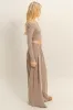 Mocha Long-Sleeve Crop Top And Maxi Pants Set sold by Pinkblush