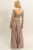 Mocha Long-Sleeve Crop Top And Maxi Pants Set sold by Pinkblush