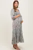Light Blue Floral Smocked Sweetheart Neckline Maternity Midi Dress sold by Pinkblush