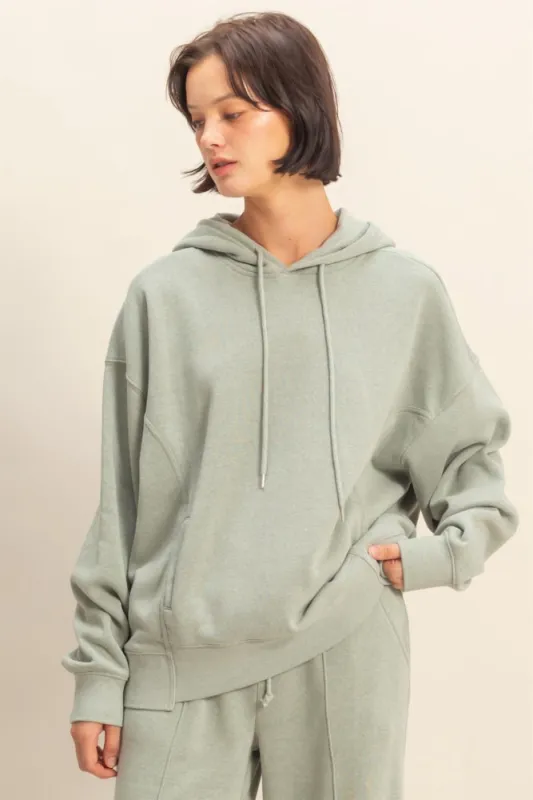 Sage Green Drop Shoulder Long Sleeve Oversized Hoodie sold by Pinkblush