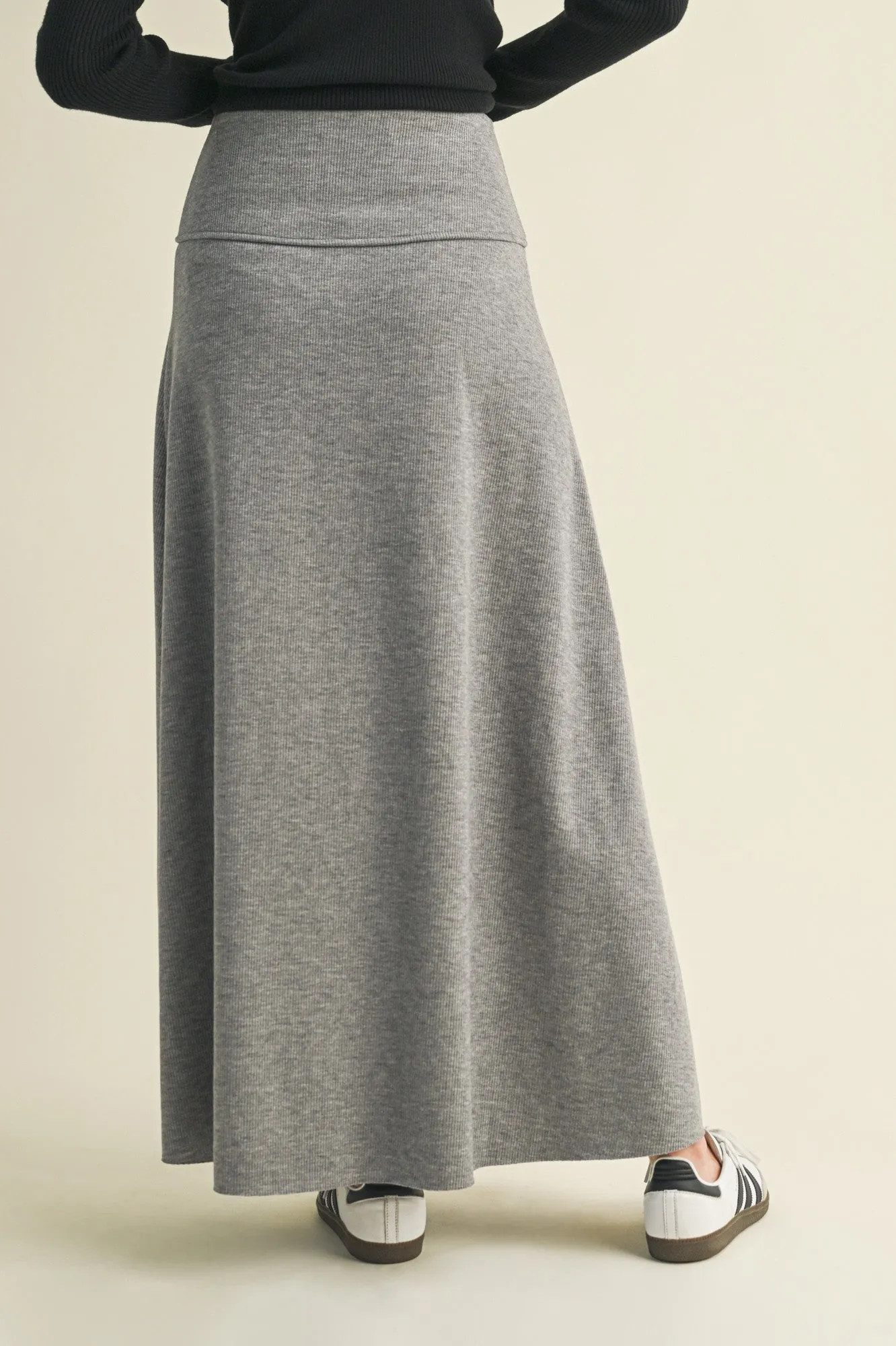 Heather Grey Ribbed Maxi Skirt sold by Pinkblush product image thumbnail 4