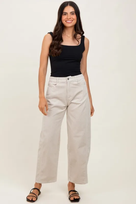 Beige Corduroy Wide Leg Pants sold by Pinkblush