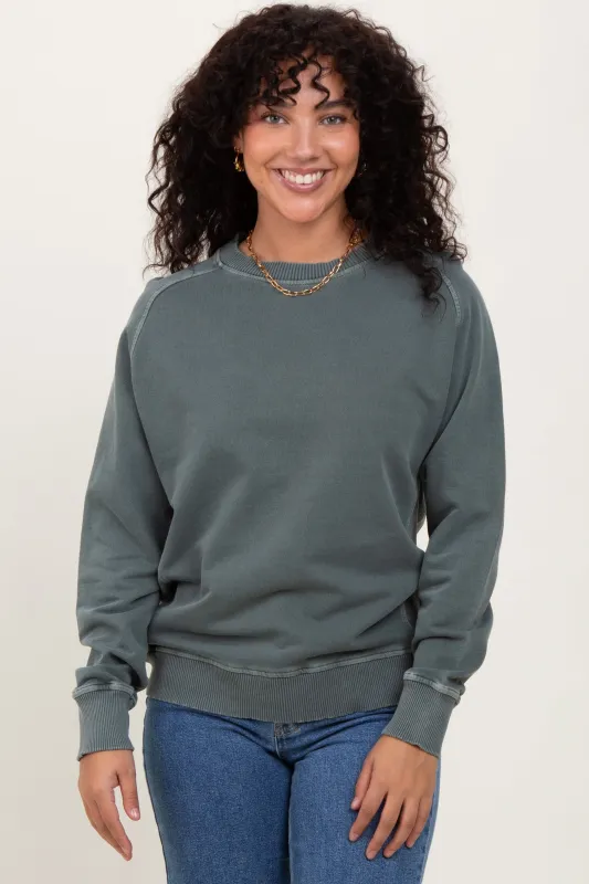 Light Olive French Terry Vintage Wash Pullover sold by Pinkblush