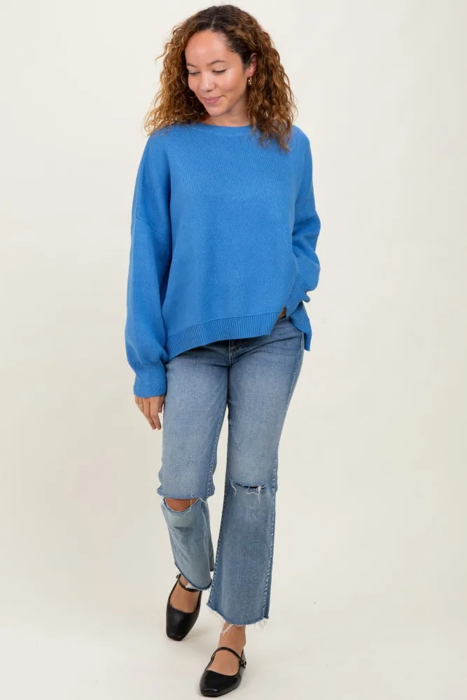 Blue Drop Shoulder Relaxed Fit Sweater sold by Pinkblush product image thumbnail 2