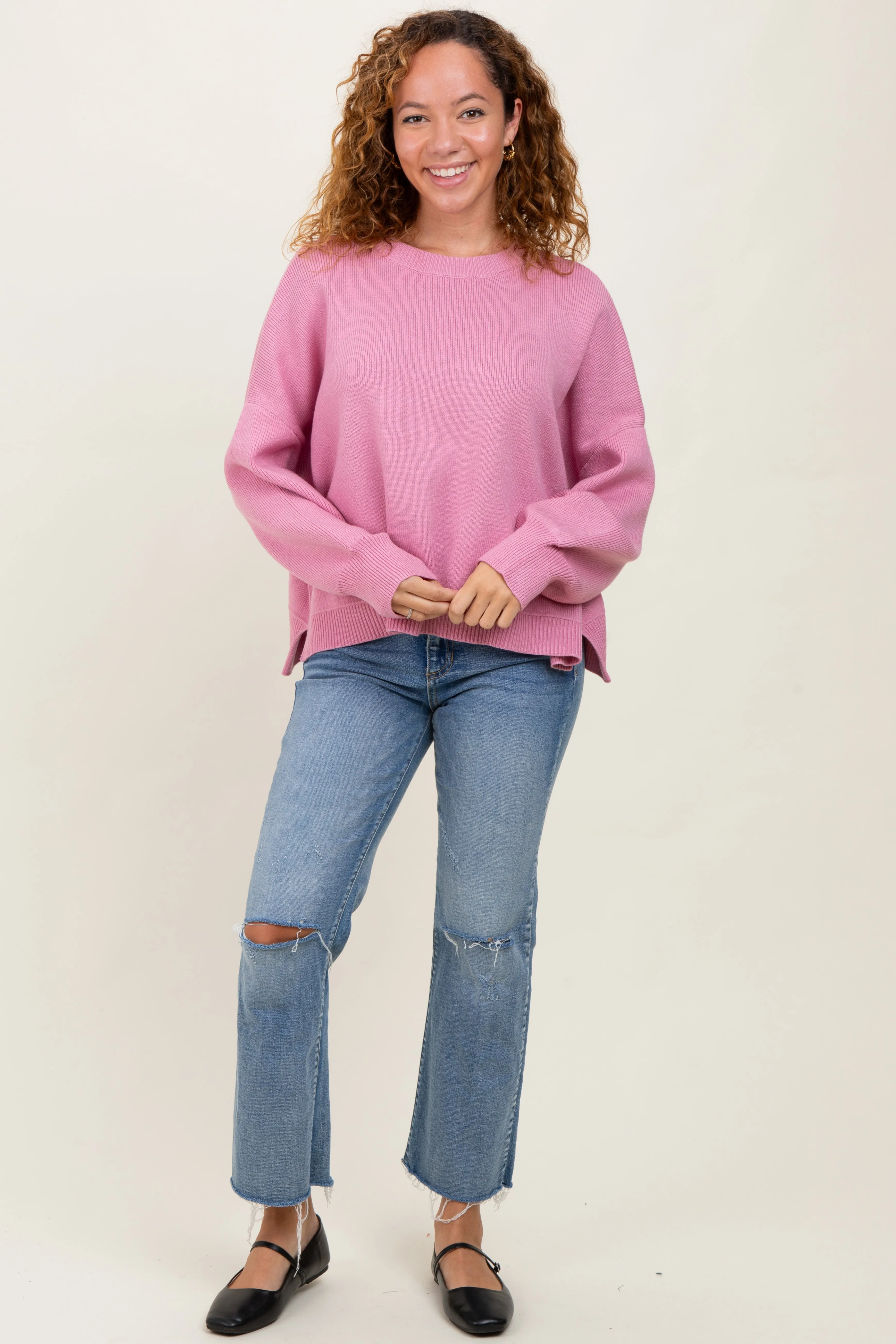 Lavender Drop Shoulder Relaxed Fit Sweater sold by Pinkblush product image thumbnail 2