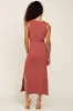 Rust Ribbed Side Slit Tank Dress sold by Pinkblush