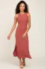 Rust Ribbed Side Slit Tank Dress sold by Pinkblush