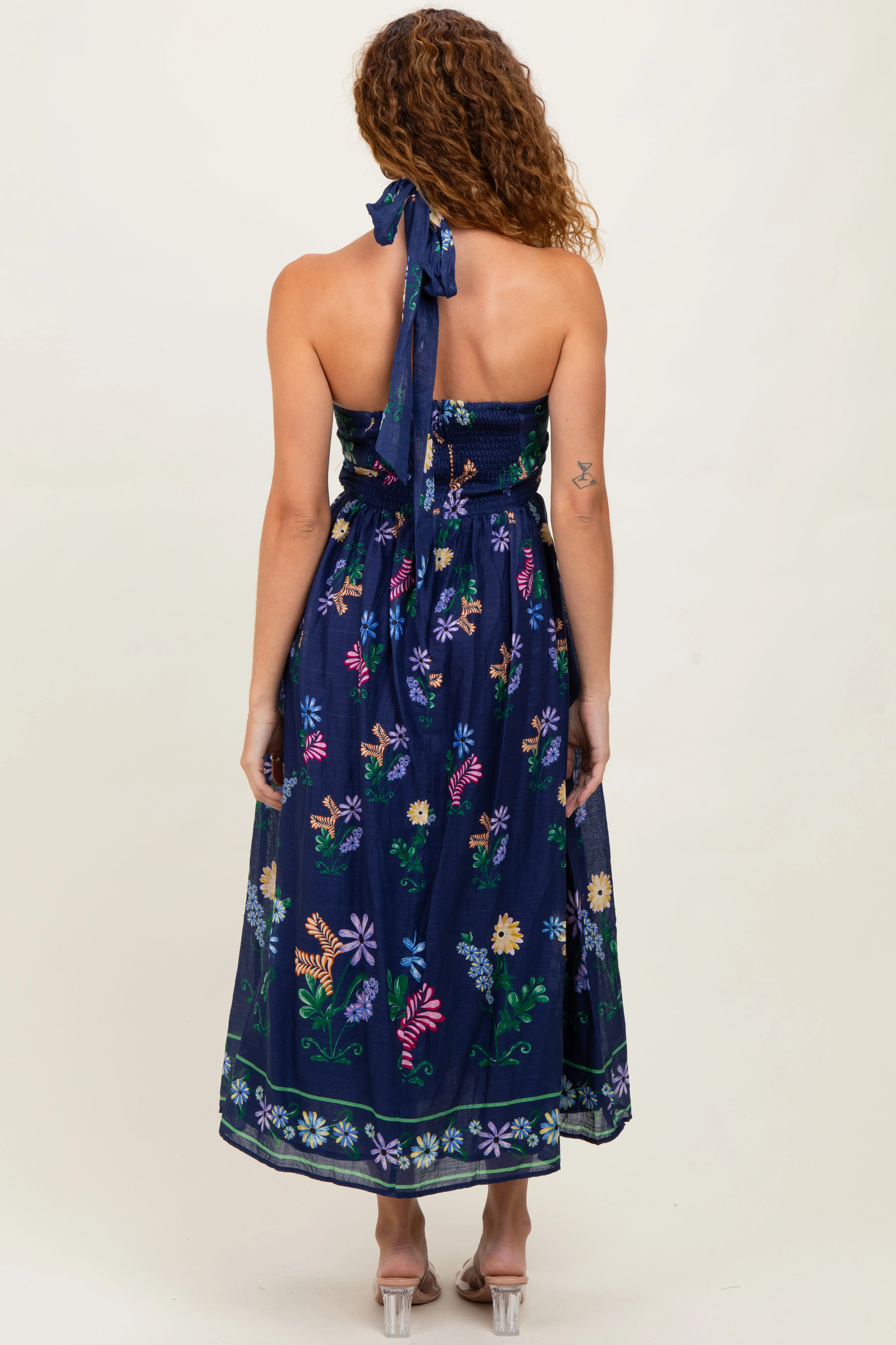 Navy Multi Floral Maxi Dress sold by Pinkblush product image thumbnail 4