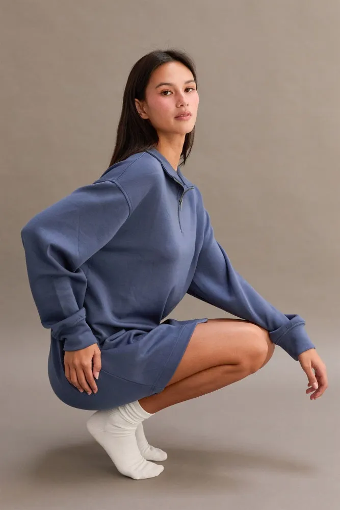 Light Navy Half Zip Long Sleeve Mini Dress sold by Pinkblush product image thumbnail 5