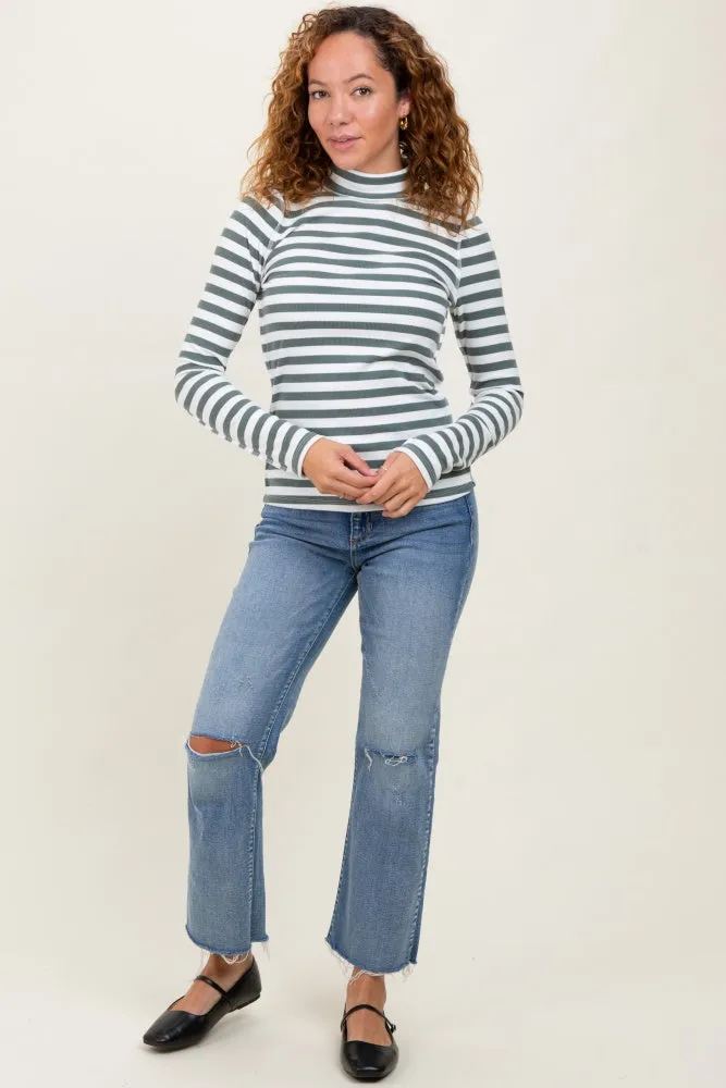 Olive Striped Turtleneck Long Sleeve Top sold by Pinkblush product image thumbnail 2