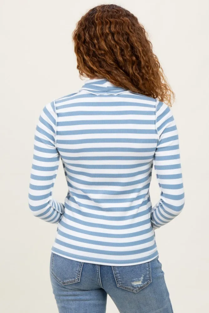Blue Striped Turtleneck Long Sleeve Top sold by Pinkblush product image thumbnail 4