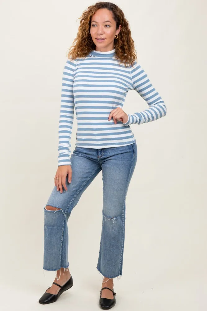 Blue Striped Turtleneck Long Sleeve Top sold by Pinkblush product image thumbnail 2