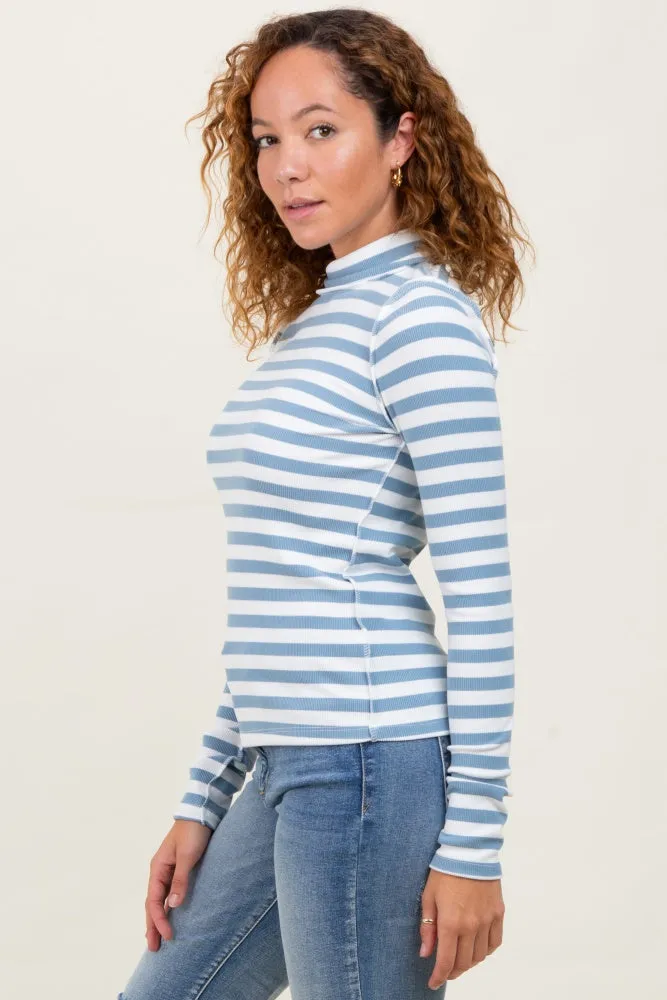 Blue Striped Turtleneck Long Sleeve Top sold by Pinkblush product image thumbnail 3