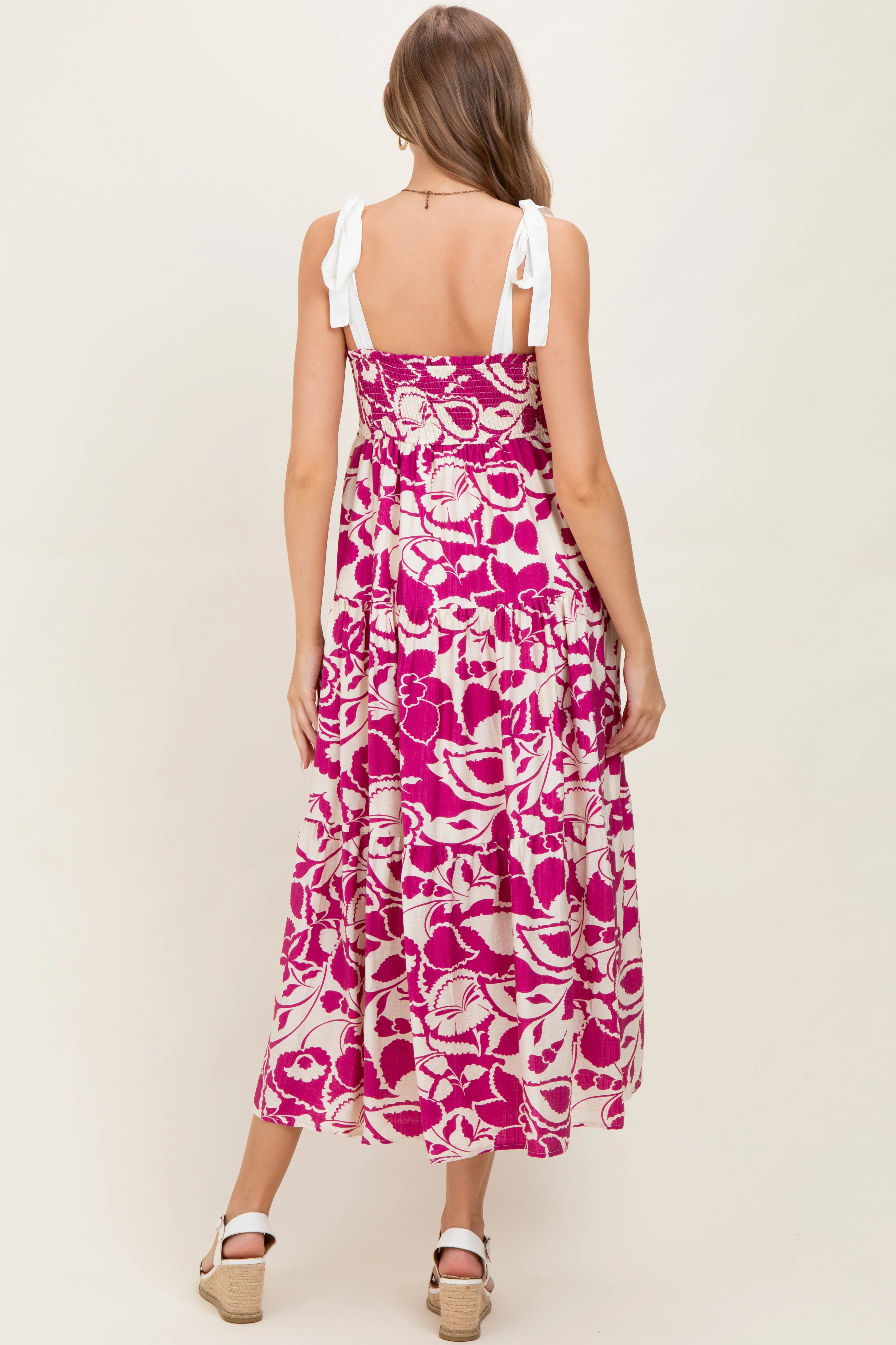 Fuchsia Bloom Floral Print Smocked Maternity Maxi Dress sold by Pinkblush product image thumbnail 4