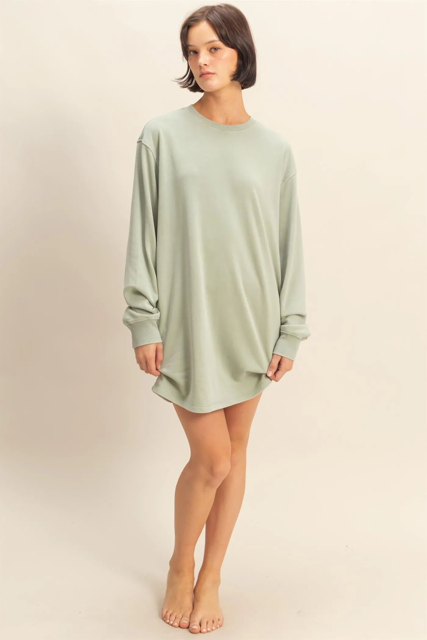 Mint Mineral Wash Oversized Sweatshirt Mini Dress sold by Pinkblush product image thumbnail 4