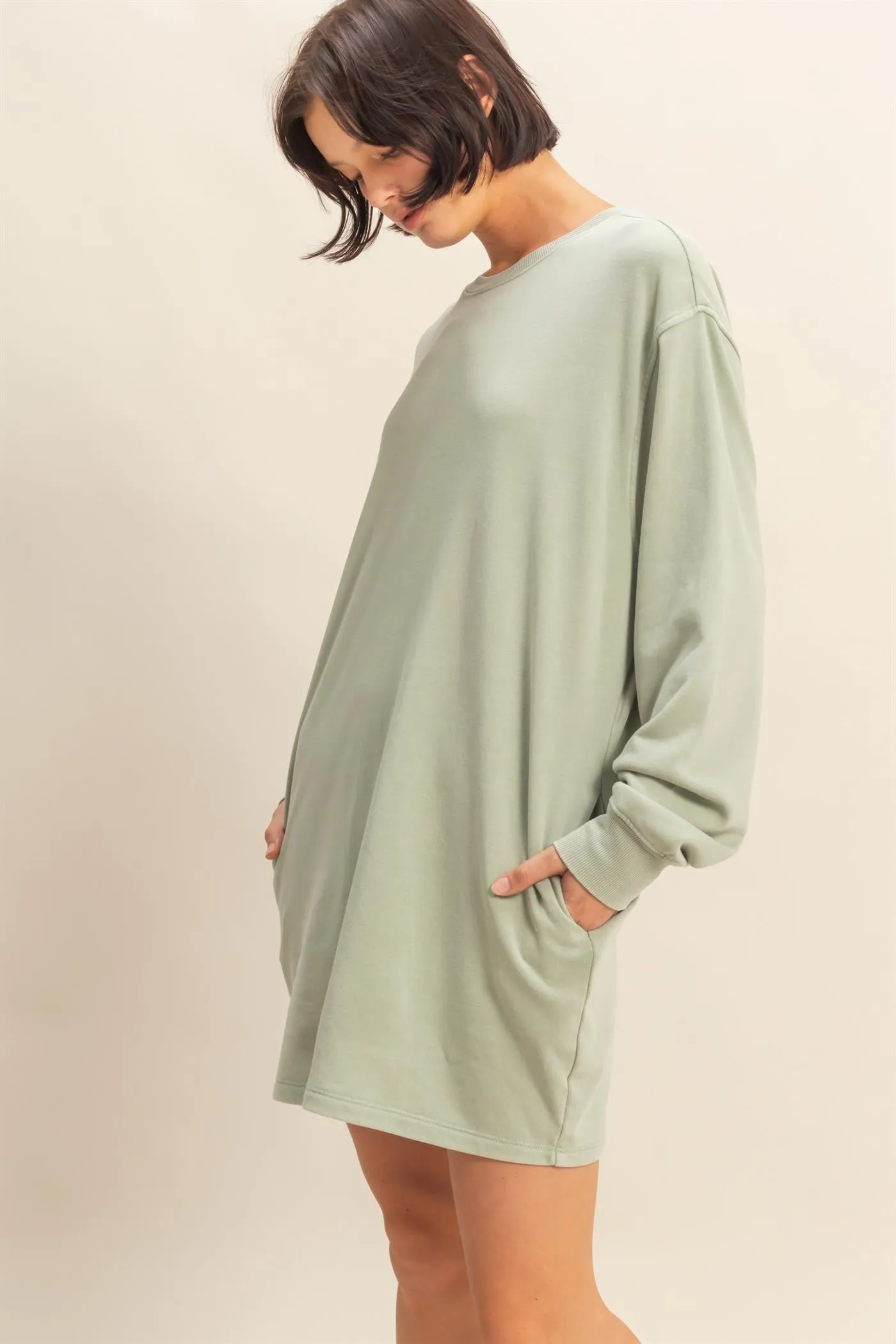 Mint Mineral Wash Oversized Sweatshirt Mini Dress sold by Pinkblush product image thumbnail 2