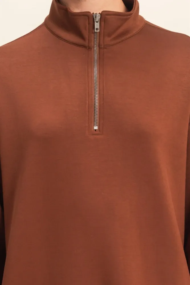 Brown Half Zip Long Sleeve Mini Dress sold by Pinkblush product image thumbnail 4