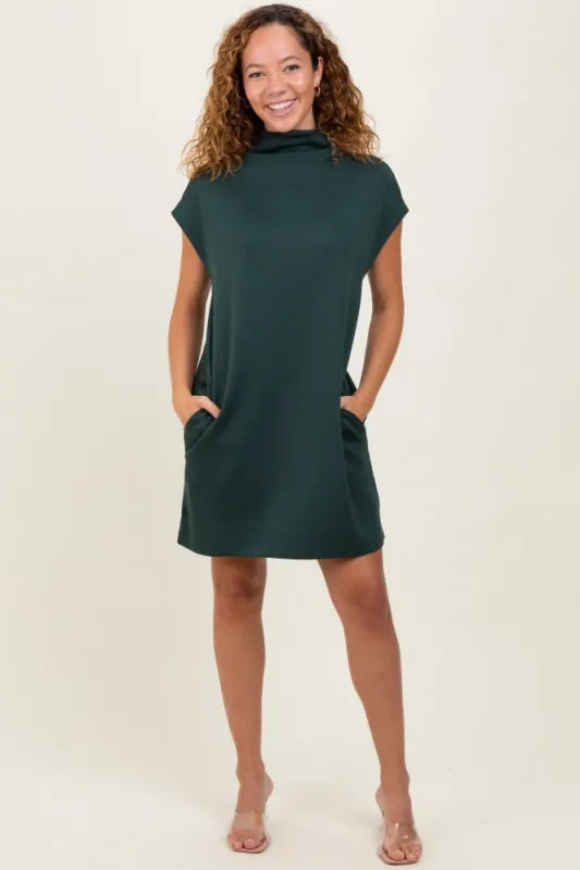 Forest Green Mock Neck Mini Dress sold by Pinkblush