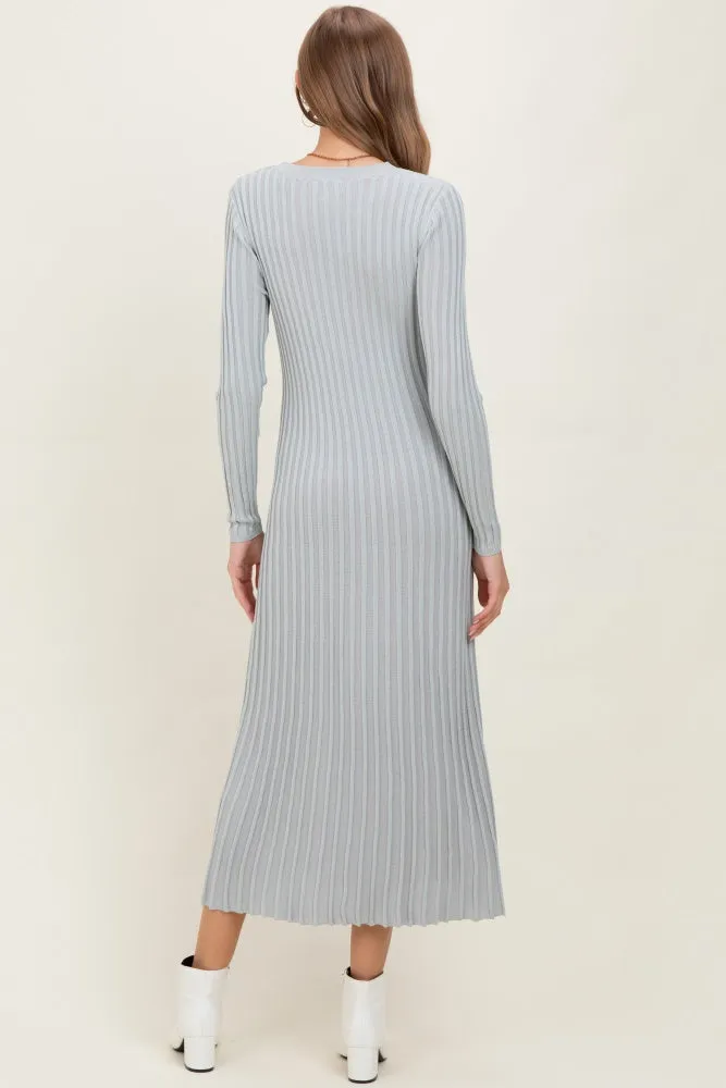 Grey Ribbed Long Sleeve Maternity Sweater Midi Dress sold by Pinkblush product image thumbnail 4