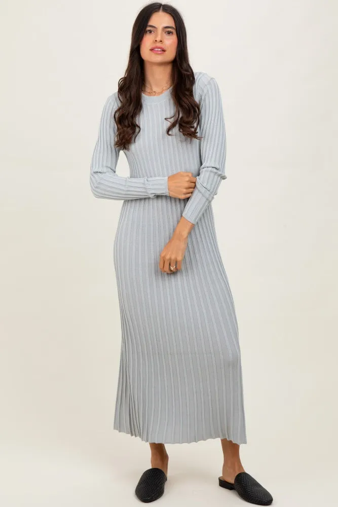 Grey Ribbed Long Sleeve Maternity Sweater Midi Dress sold by Pinkblush product image thumbnail 5