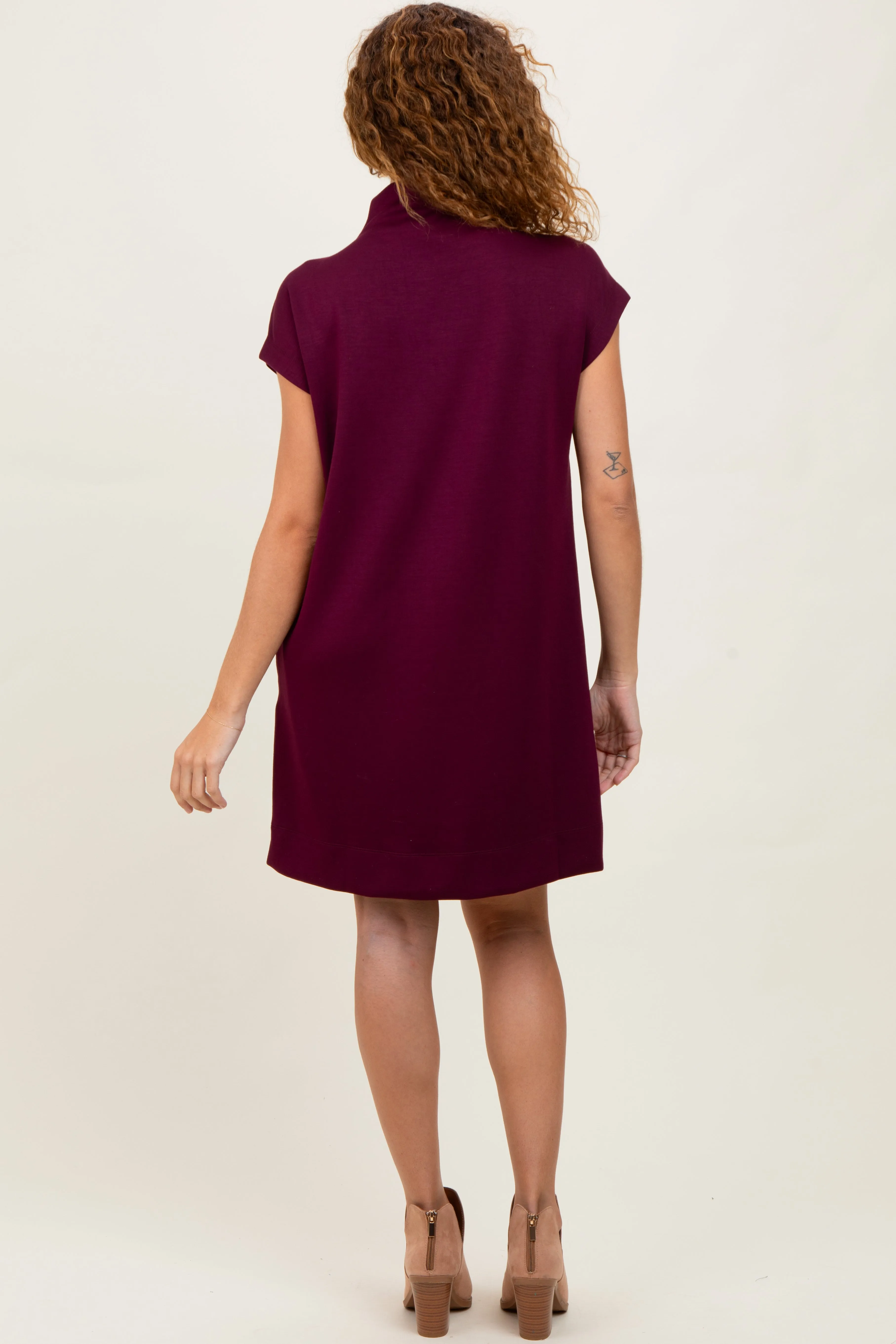 Plum Mock Neck Mini Dress sold by Pinkblush product image thumbnail 4