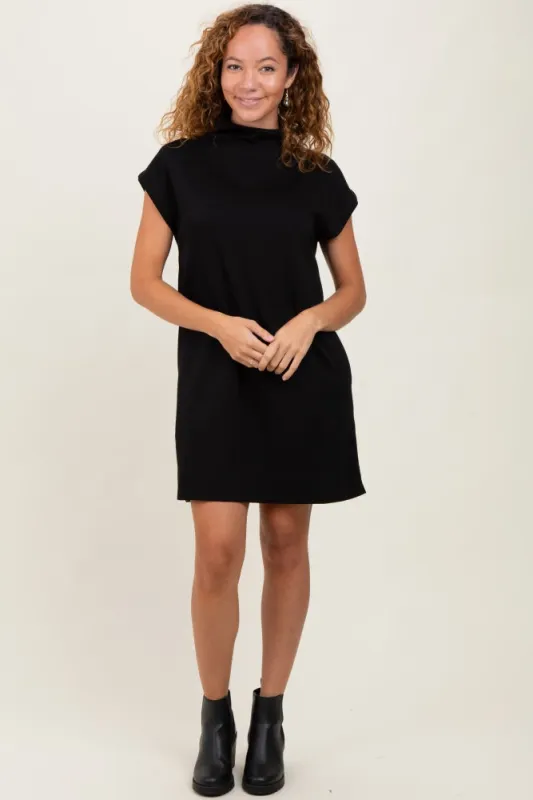 Black Mock Neck Mini Dress sold by Pinkblush