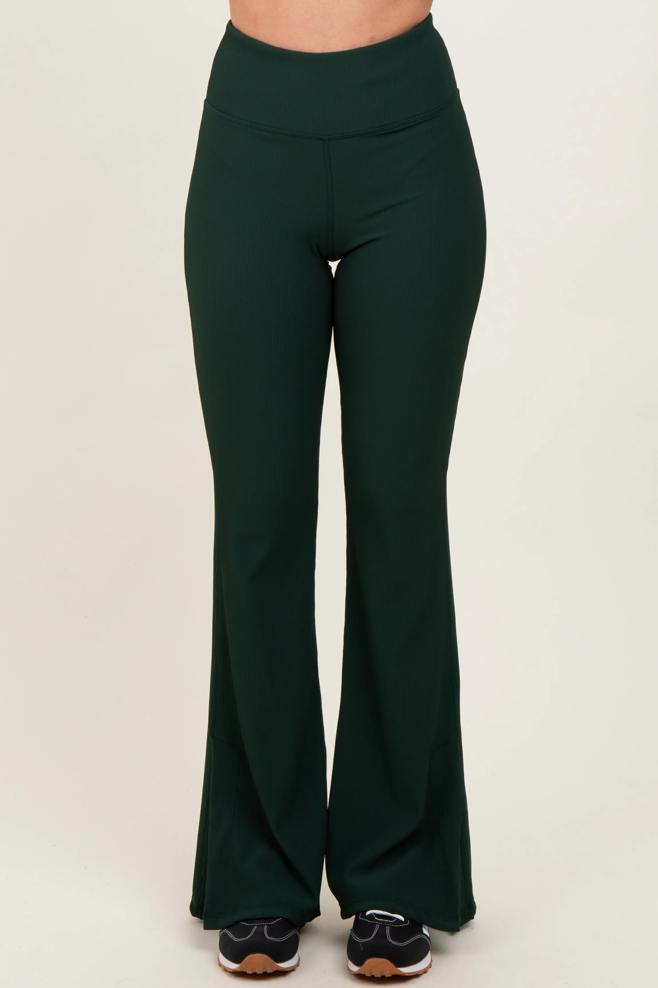 Forest Green Ribbed Split Flare Leggings sold by Pinkblush product image thumbnail 2