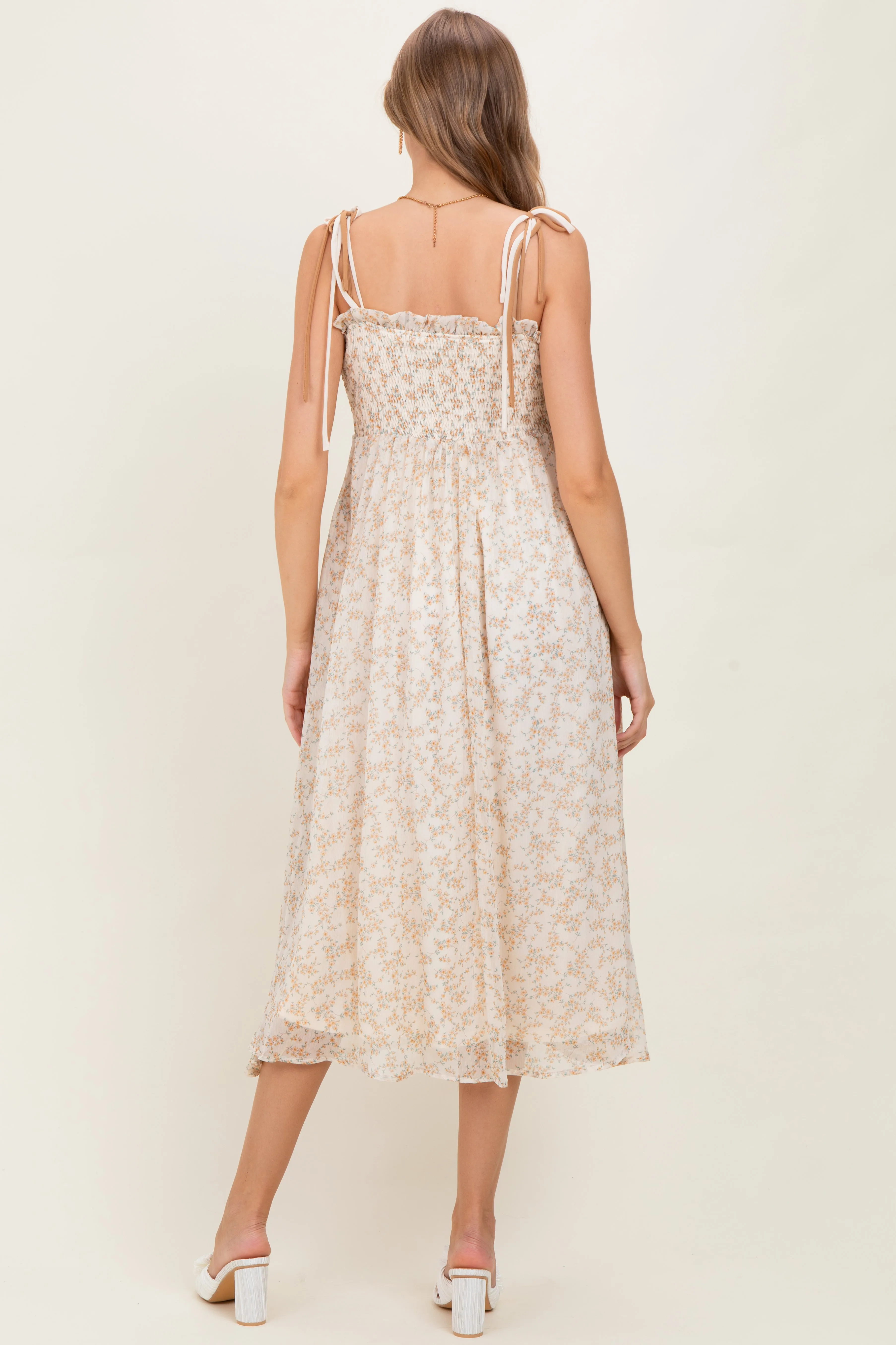 Yellow Garden Floral Printed Smocking Maternity Maxi Dress sold by Pinkblush product image thumbnail 4