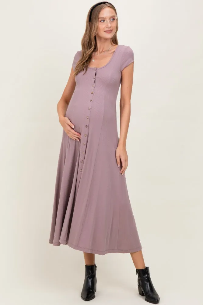 Mauve Button Down Maternity Maxi Dress sold by Pinkblush