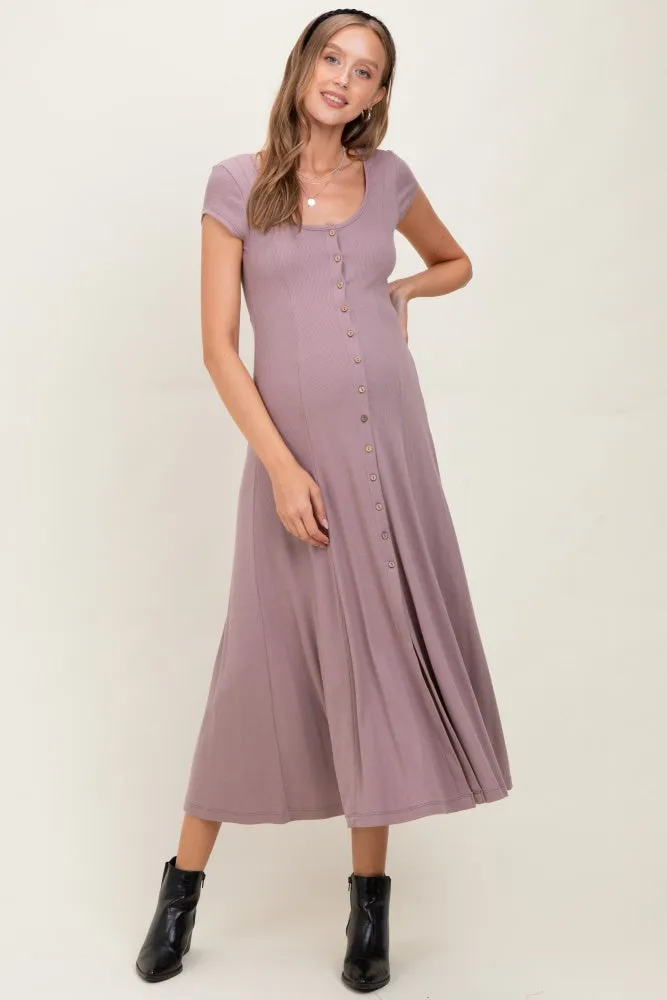 Mauve Button Down Maternity Maxi Dress sold by Pinkblush product image thumbnail 2