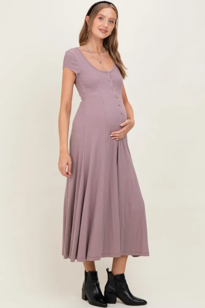 Mauve Button Down Maternity Maxi Dress sold by Pinkblush product image thumbnail 3