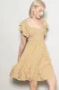 Yellow Floral Smocked Flutter Sleeve Dress sold by Pinkblush