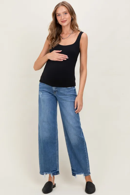 Dark Mid Rise Baggy Maternity Jeans sold by Pinkblush