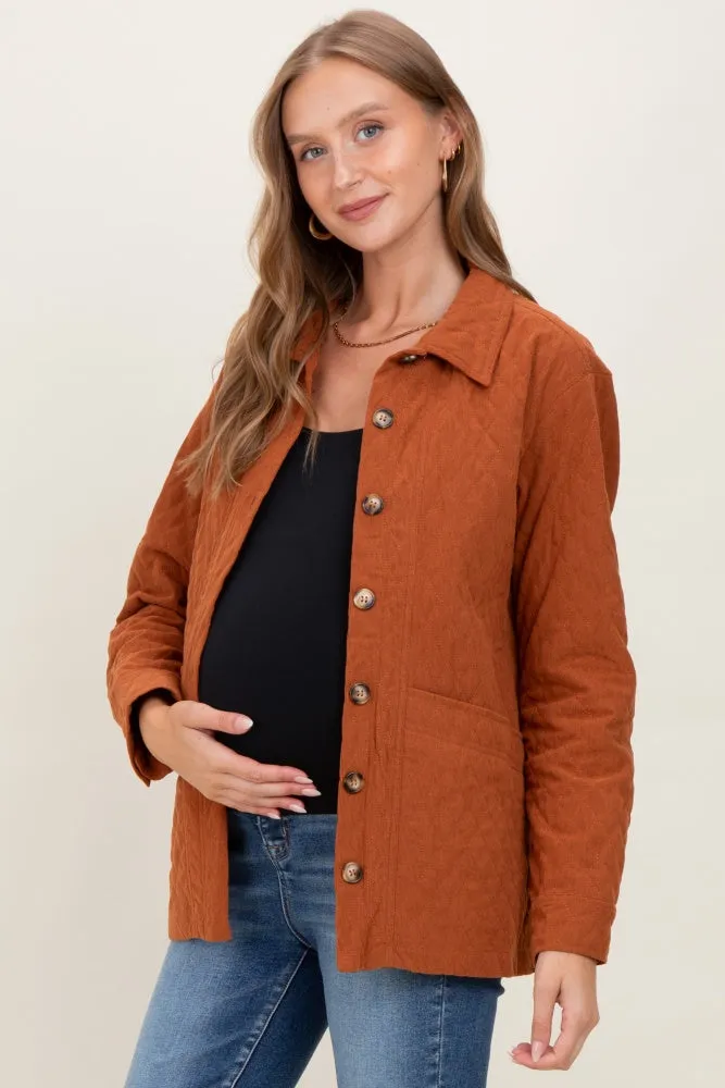 Rust Quilted Button Maternity Jacket sold by Pinkblush product image thumbnail 3
