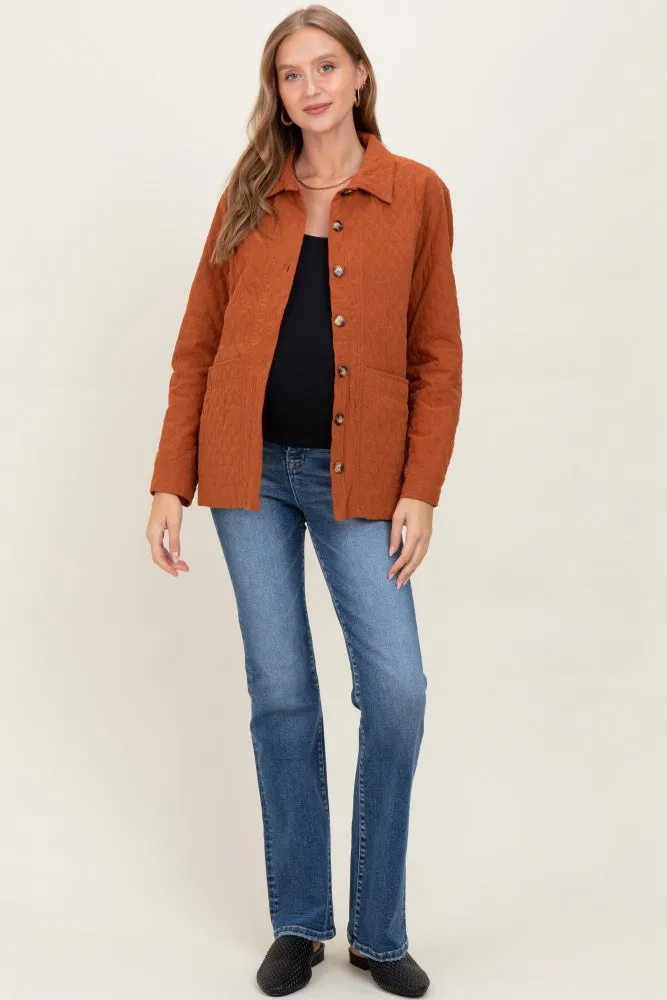 Rust Quilted Button Maternity Jacket sold by Pinkblush product image thumbnail 2