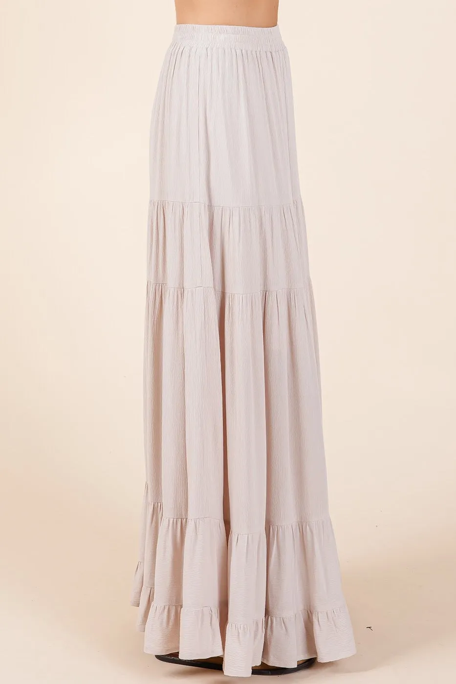 Cream Tiered Ruffle Hem Maxi Skirt sold by Pinkblush product image thumbnail 3