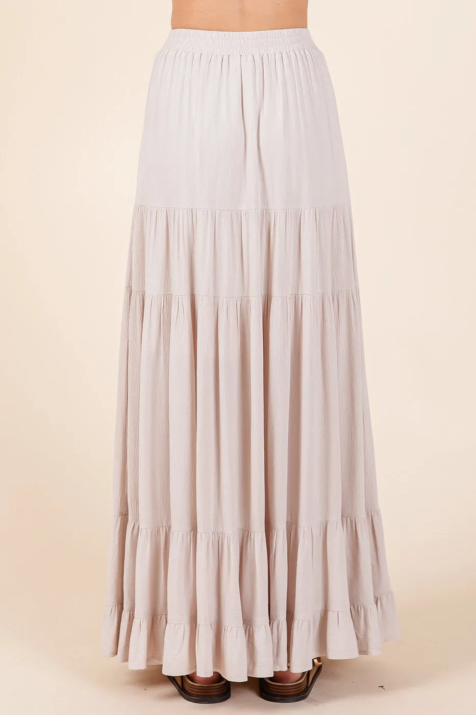 Cream Tiered Ruffle Hem Maxi Skirt sold by Pinkblush product image thumbnail 4